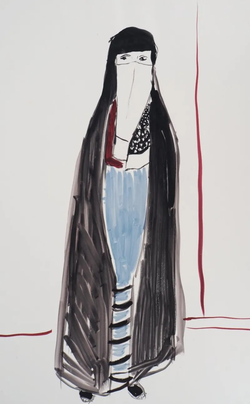 Best Pamono Jacques Soisson, Woman with a Black Veil, Acrylic on Paper