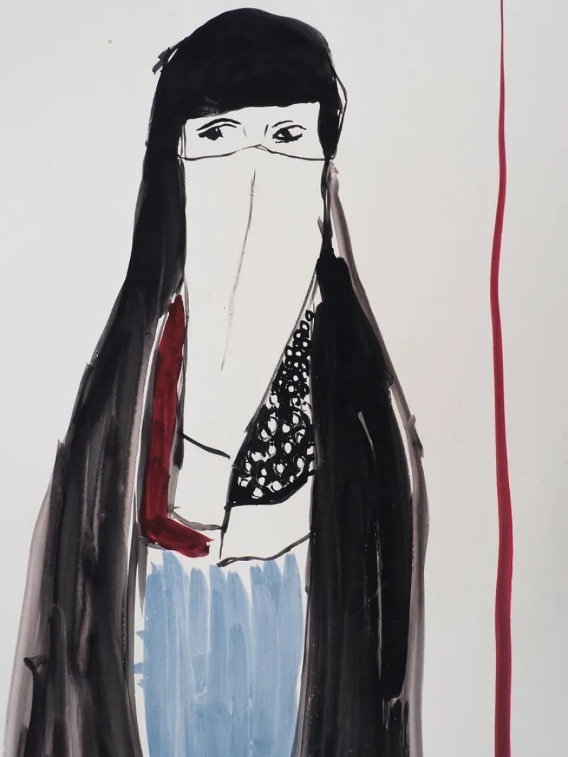 Best Pamono Jacques Soisson, Woman with a Black Veil, Acrylic on Paper
