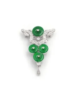 Pamono Jade and Diamond Pendant Brooch> Brooches