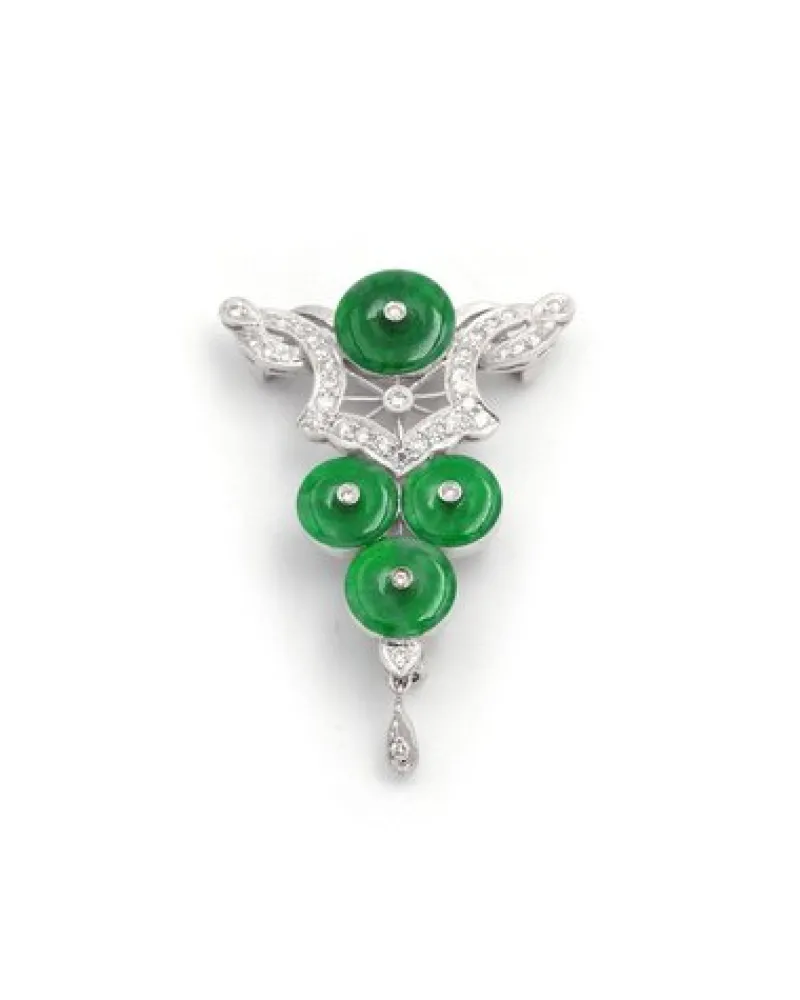 Pamono Jade and Diamond Pendant Brooch> Brooches