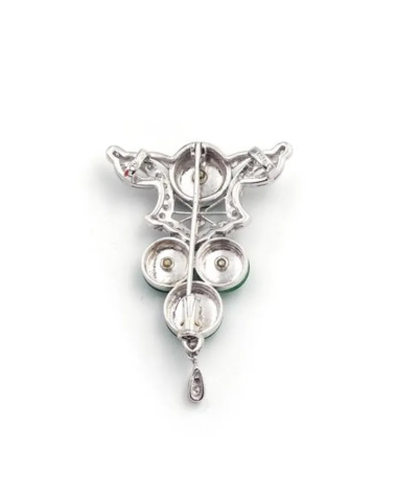 Pamono Jade and Diamond Pendant Brooch> Brooches