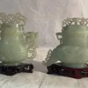 Hot Pamono Jade Potiche Dragon and Rooster Vases, 19th Century, Set of 2
