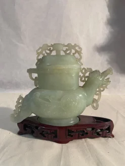 Hot Pamono Jade Potiche Dragon and Rooster Vases, 19th Century, Set of 2