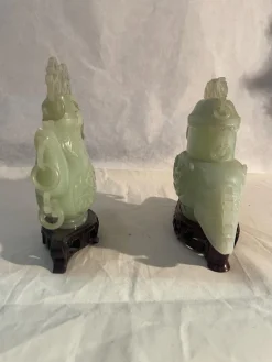 Hot Pamono Jade Potiche Dragon and Rooster Vases, 19th Century, Set of 2