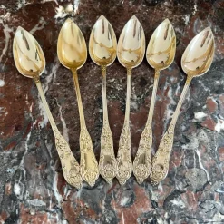 New Pamono Jam Spoons in Vermeil and Sterling Silver, France, Set of 6