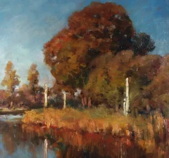 Hot Pamono Jan Hillebrand Wijsmuller, Late Summer River Landscape, 1890s, Oil on Canvas, Framed