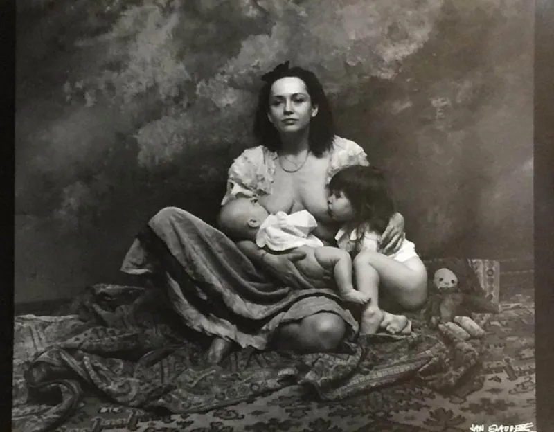 New Pamono Jan Saudek, Olga, Mother Again, Late 20th Century, Original Gelatine Photographic Print