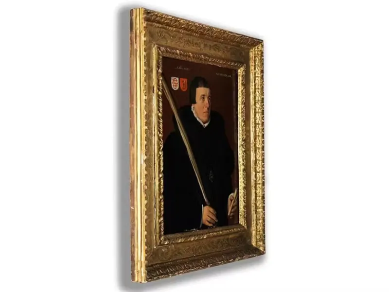 Pamono Jan Van Scorel, Portrait of a Member of the Brotherhood of Jerusalem, Oil on Panel, 16th Century, Framed> Old Masters