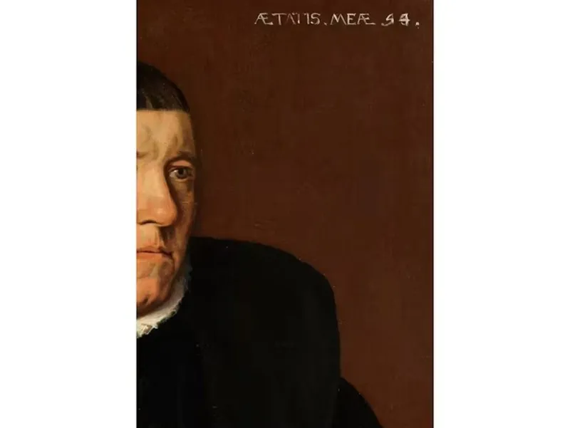 Pamono Jan Van Scorel, Portrait of a Member of the Brotherhood of Jerusalem, Oil on Panel, 16th Century, Framed> Old Masters