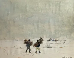 Online Pamono Janceska, Winter Landscape, 20th Century, Tempera Painting on Paper