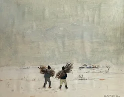 Online Pamono Janceska, Winter Landscape, 20th Century, Tempera Painting on Paper