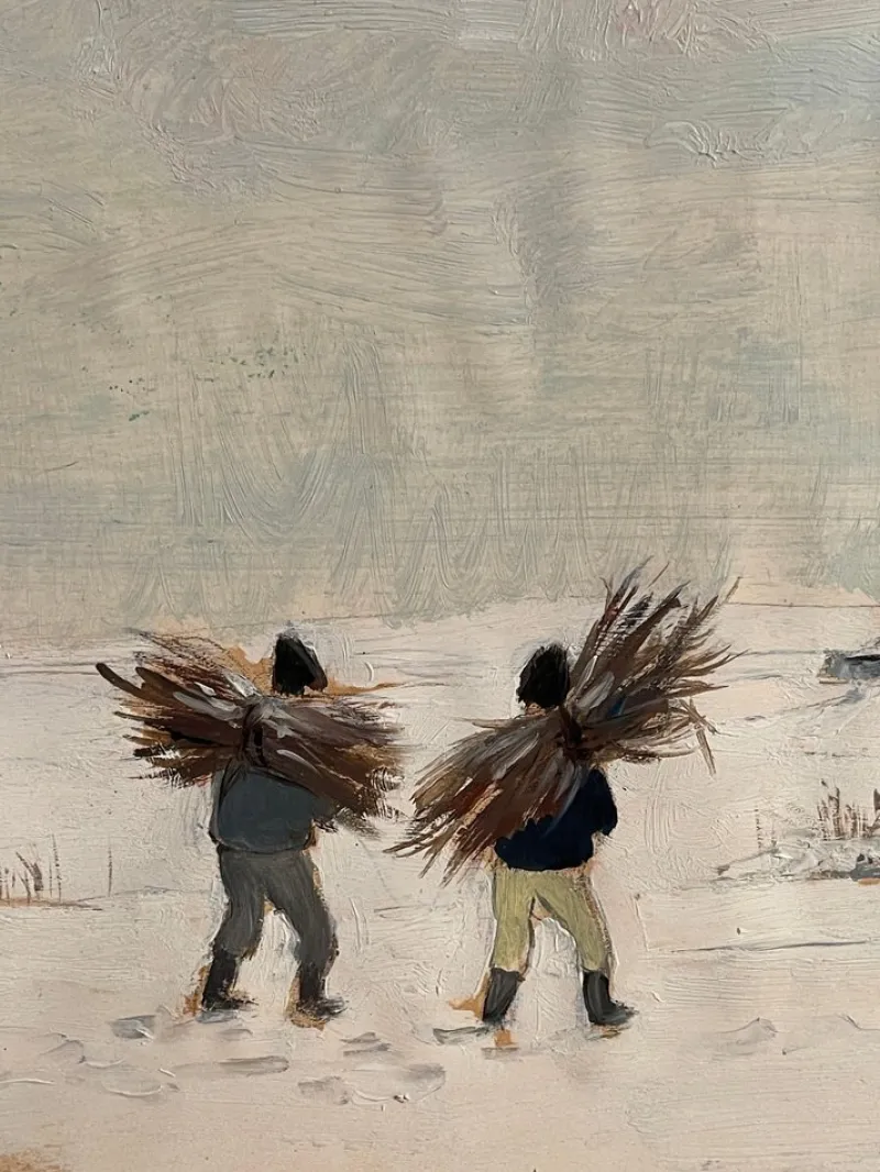 Online Pamono Janceska, Winter Landscape, 20th Century, Tempera Painting on Paper
