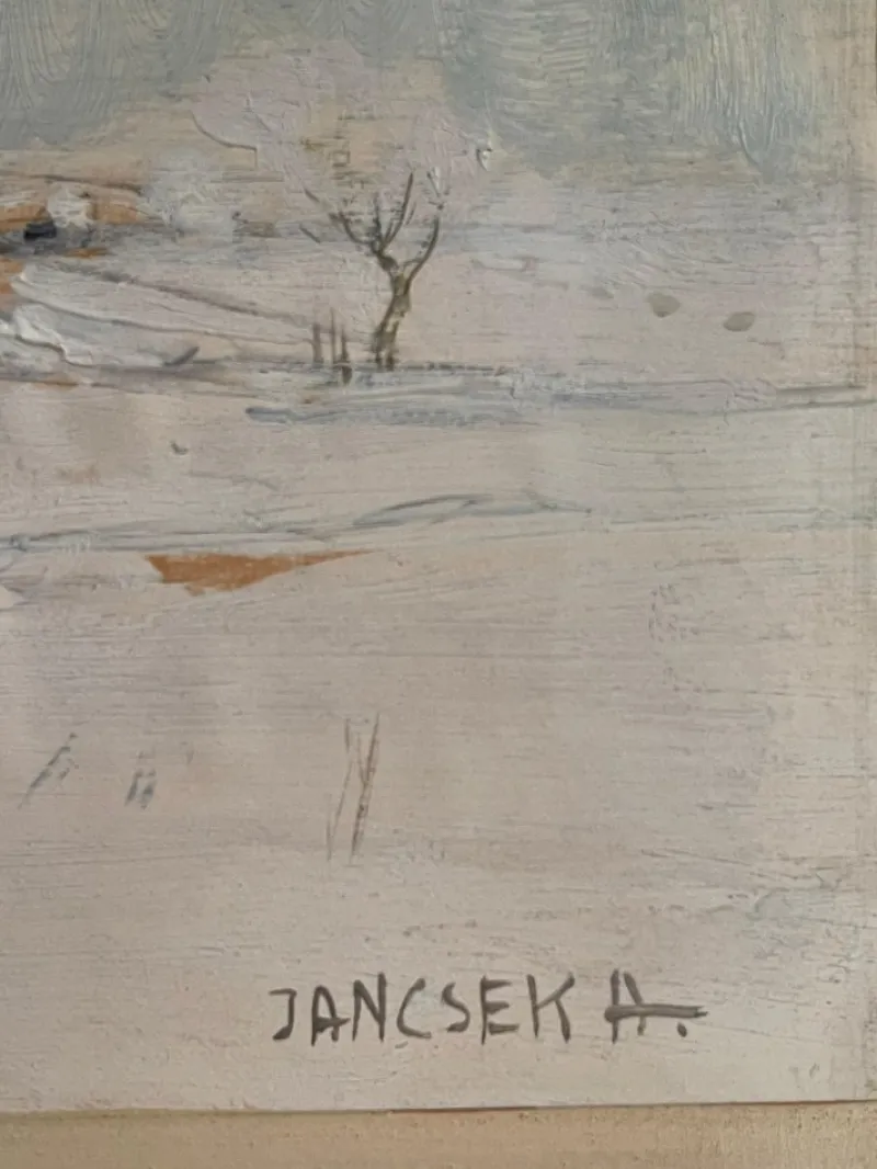 Online Pamono Janceska, Winter Landscape, 20th Century, Tempera Painting on Paper