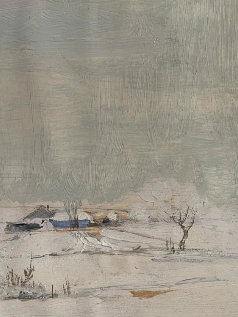 Online Pamono Janceska, Winter Landscape, 20th Century, Tempera Painting on Paper