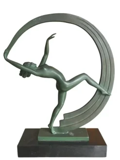 Outlet Pamono Janle, Art Deco Sculpture of Scarf Dancer, Spelter