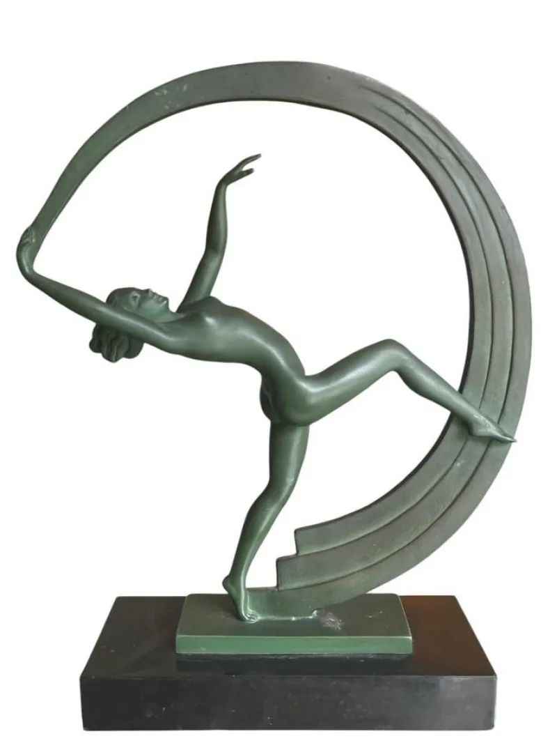 Outlet Pamono Janle, Art Deco Sculpture of Scarf Dancer, Spelter