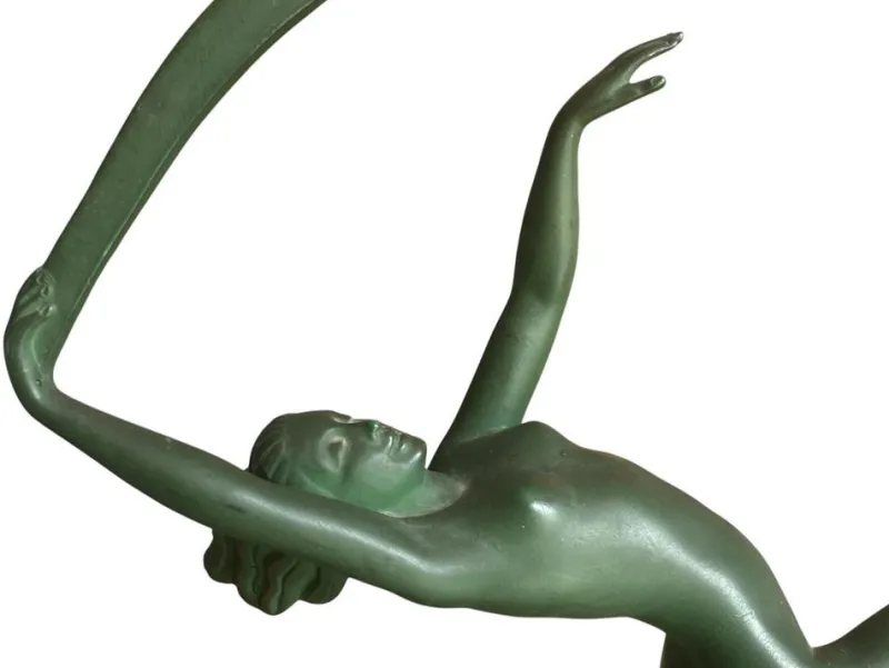 Outlet Pamono Janle, Art Deco Sculpture of Scarf Dancer, Spelter