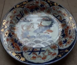 Pamono Japanese Arita Porcelain Dish with Imari Carp Decor, Japan
