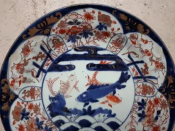 Pamono Japanese Arita Porcelain Dish with Imari Carp Decor, Japan
