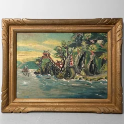 Pamono Japanese Artist, Shōwa Period Landscape, Oil Painting, 1950s> Mid-Century