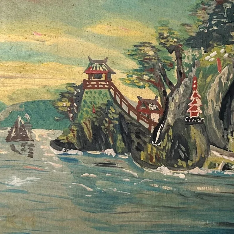 Pamono Japanese Artist, Shōwa Period Landscape, Oil Painting, 1950s> Mid-Century