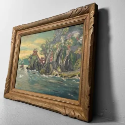 Pamono Japanese Artist, Shōwa Period Landscape, Oil Painting, 1950s><noscript><img width=