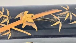 Pamono Japanese Black Lacquer Box with Gold Bird and Reed Motif Decorative><noscript><img width=