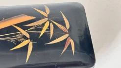 Pamono Japanese Black Lacquer Box with Gold Bird and Reed Motif Decorative><noscript><img width=
