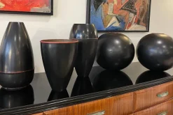 Best Pamono Japanese Black Metal Vase, 1960s