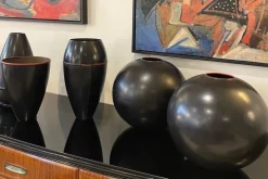 Best Pamono Japanese Black Metal Vase, 1960s