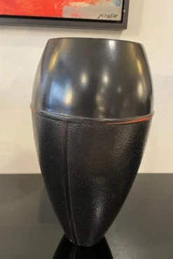 Best Pamono Japanese Black Metal Vase, 1960s