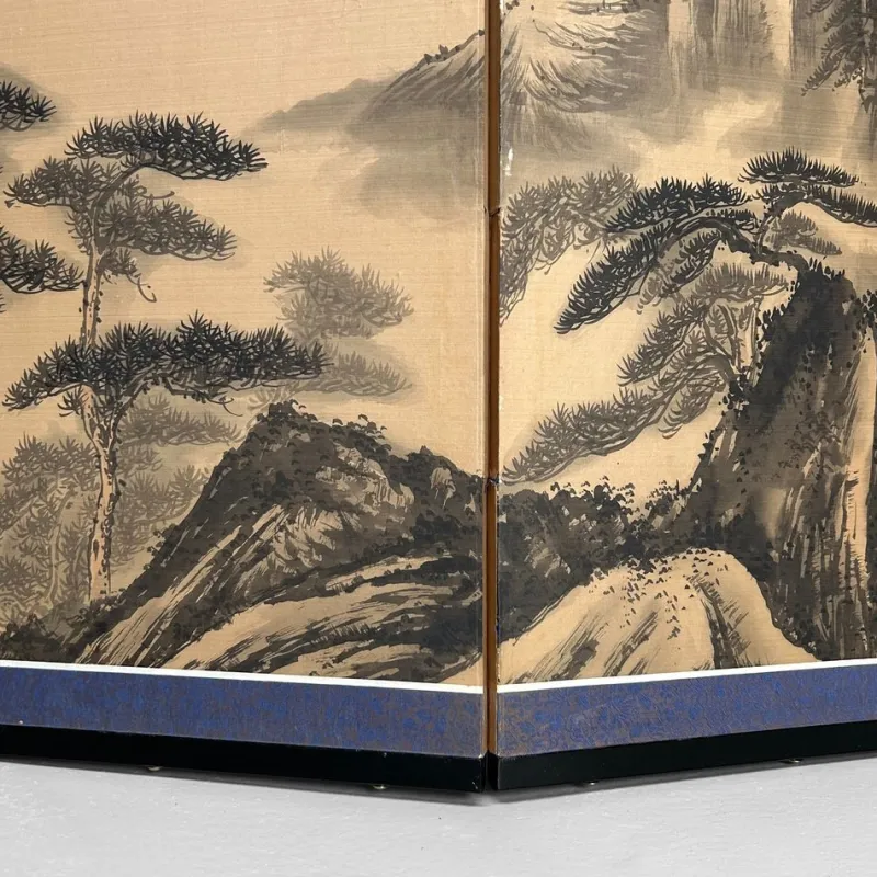 Pamono Japanese Byōbu Room Screen with Mountain Landscape, 1950s> Room Dividers & Screens