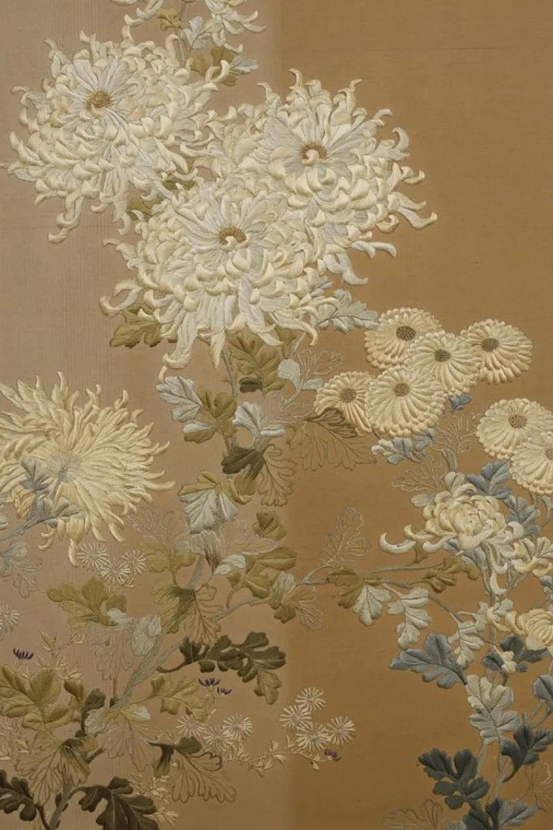 Pamono Japanese Chrysanthemum Screen, 1890> Room Dividers & Screens