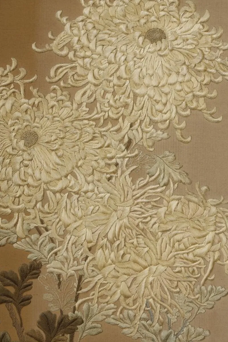 Pamono Japanese Chrysanthemum Screen, 1890> Room Dividers & Screens