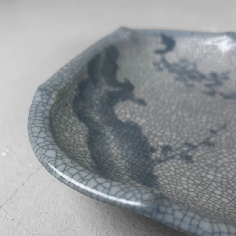 Pamono Japanese Craquelé Ceramic Dish with Sakura Decor, 1920s-1940s> Serving Dishes