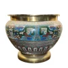 New Pamono Japanese Enamel and Brass Jardiniere, 1920s