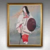 Hot Pamono Japanese Geisha, 1950s, Woodblock Print, Framed