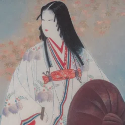 Hot Pamono Japanese Geisha, 1950s, Woodblock Print, Framed
