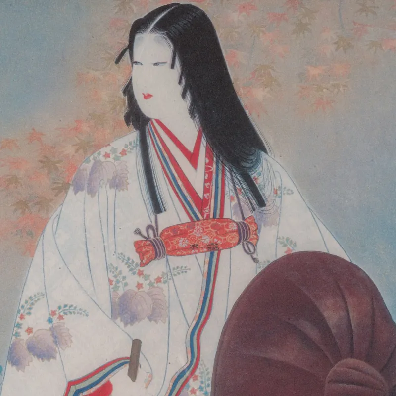 Hot Pamono Japanese Geisha, 1950s, Woodblock Print, Framed