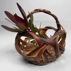 Pamono Japanese Hanakago Bamboo Ikebana Basket, 1950s