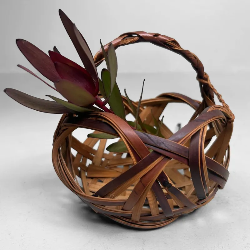 Pamono Japanese Hanakago Bamboo Ikebana Basket, 1950s