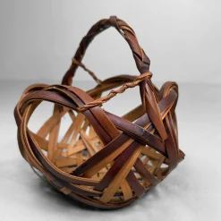 Pamono Japanese Hanakago Bamboo Ikebana Basket, 1950s