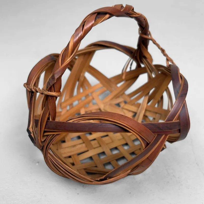 Pamono Japanese Hanakago Bamboo Ikebana Basket, 1950s
