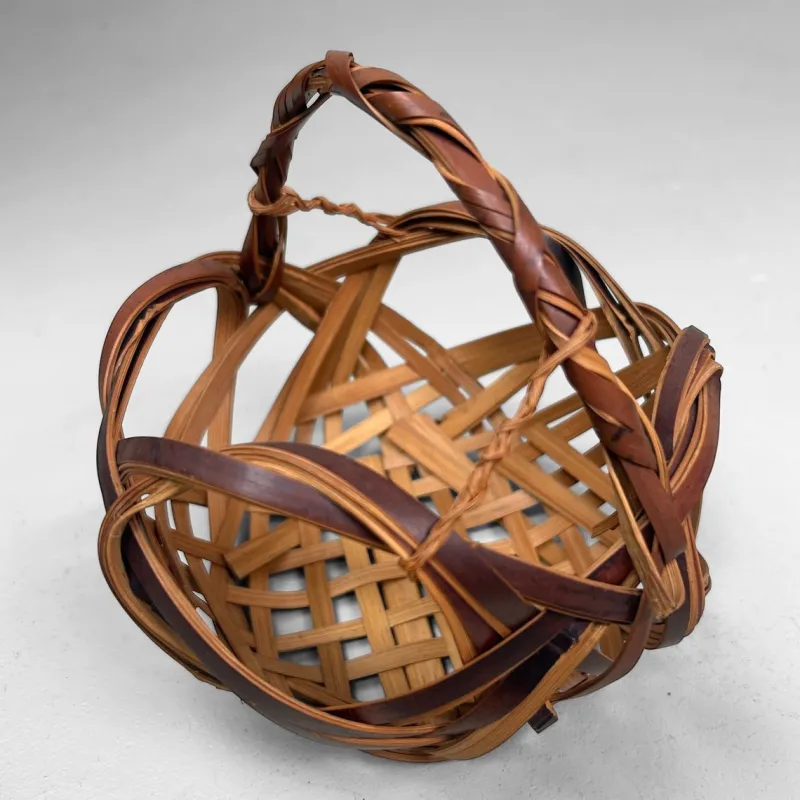 Pamono Japanese Hanakago Bamboo Ikebana Basket, 1950s