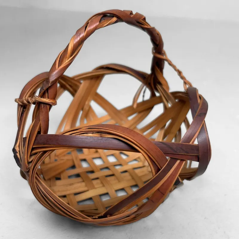 Pamono Japanese Hanakago Bamboo Ikebana Basket, 1950s