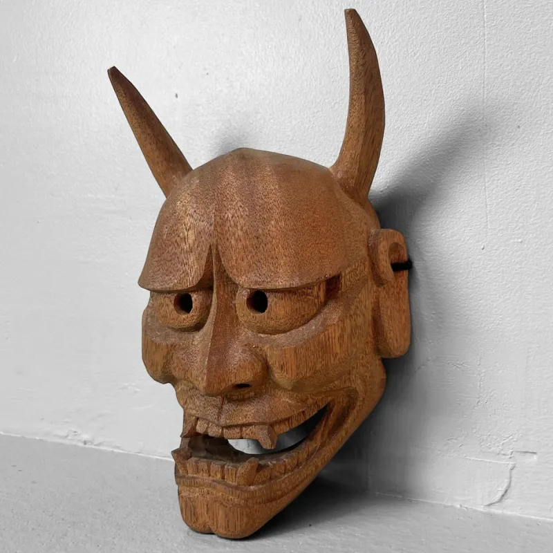 Pamono Japanese Hand-Carved Wooden Hannya Mask, 1980s> Wall Decor