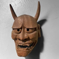 Pamono Japanese Hand-Carved Wooden Hannya Mask, 1980s> Wall Decor