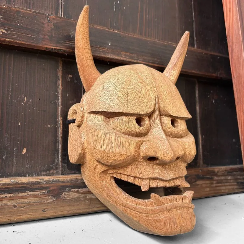 Pamono Japanese Hand-Carved Wooden Hannya Mask, 1980s> Wall Decor
