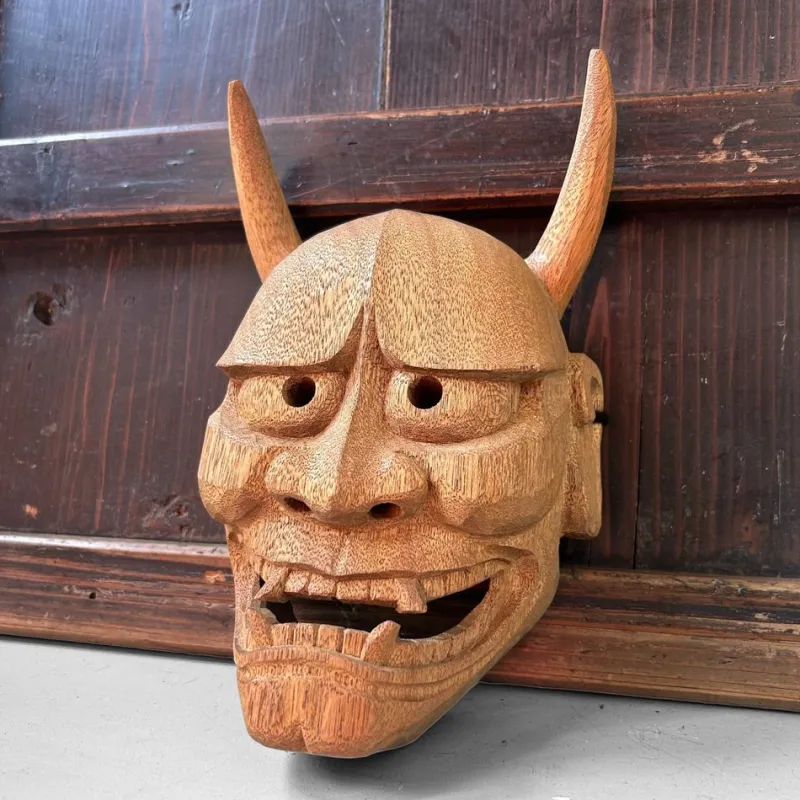 Pamono Japanese Hand-Carved Wooden Hannya Mask, 1980s> Wall Decor
