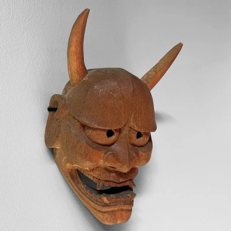 Pamono Japanese Hand-Carved Wooden Hannya Mask, 1980s> Wall Decor